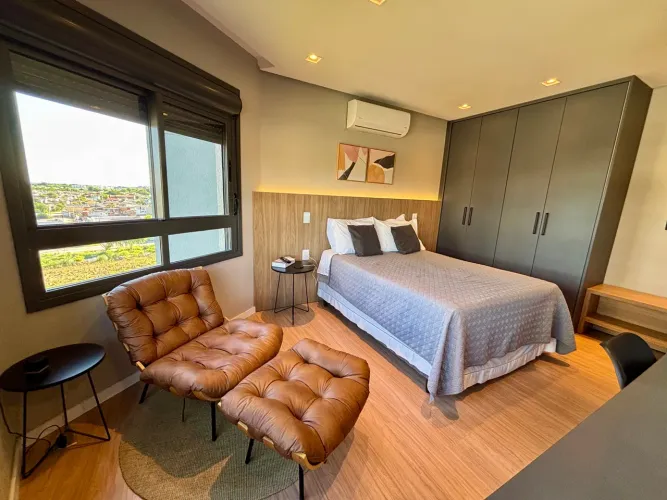 Apartamento mobiliado à venda no Inn, Parque Una - 34 m² em andar alto, com ambientes inte