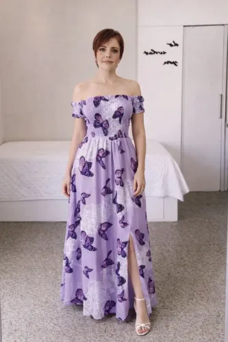 Vestido Longo Com Fenda, Modelo Ciganinha