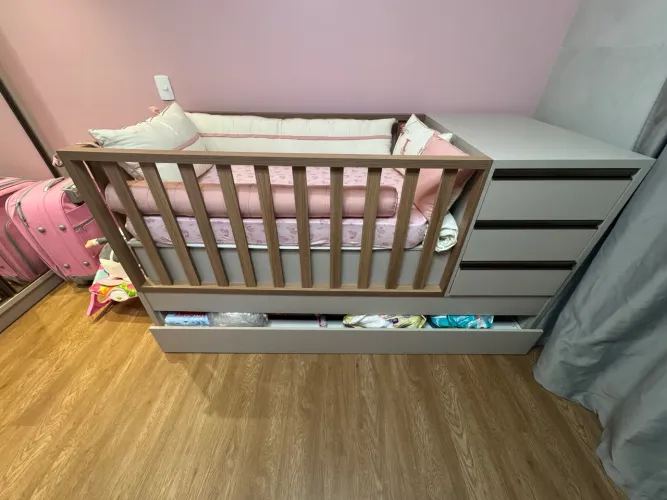 Berço Bicama com Cômoda Novo, 100% MDF