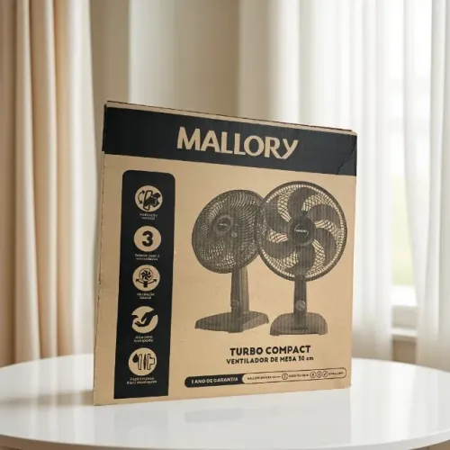 Ventilador de Mesa Mallory 30cm Turbo Compact Preto an16