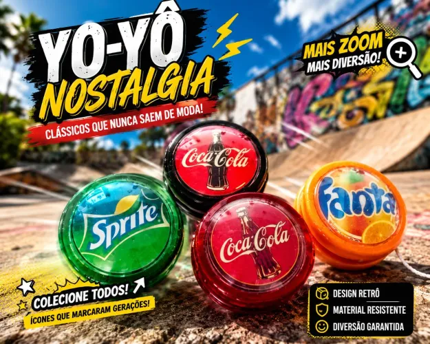 Ioiô Coca-Cola, Fanta e Sprite Retrô Nostalgia Anos 90 Colecionável