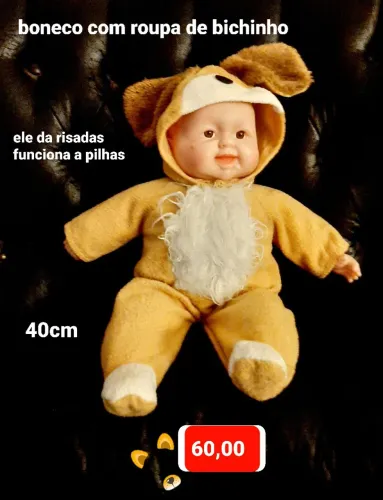 Boneca Bebê com roupinha de bicho