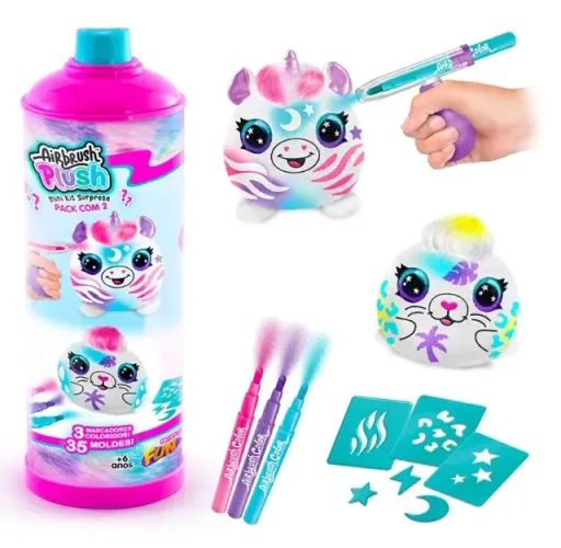 Conjunto de Artes - 2 Mini Pelucia - Surpresa - Para Pintar - Airbrush - Fun