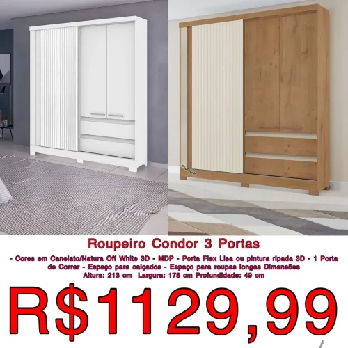 Guarda roupas Solteiro Condor / 2 cores disponíveis / frete grátis 