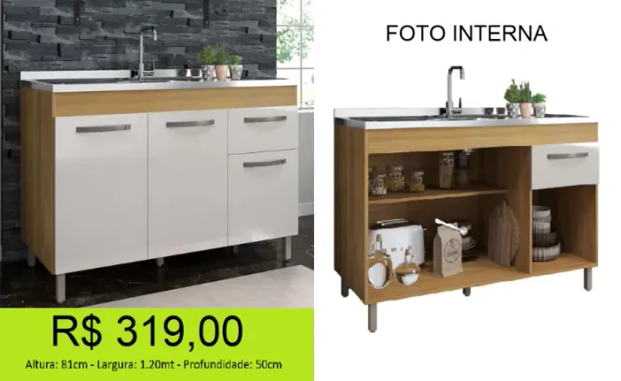 Balcão de 1,20M Design moderno