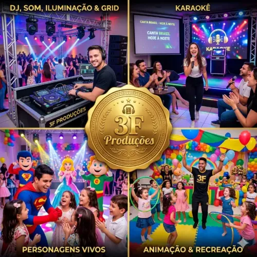 Animação de Festas - DJ - Karaokê - Recreação - Personagens Vivos - Som, Iluminação e Grid