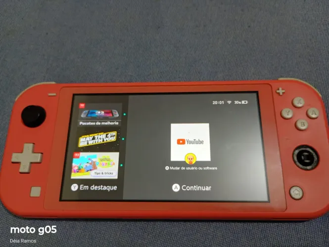 !Nintendo switch lite! Coloração: coral. Defeito: somente o analógico