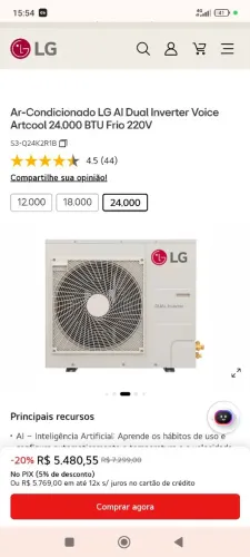 Ar condicionado 24 mil BTUs