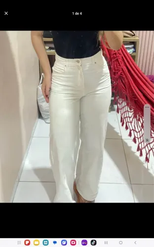 Calça jeans branca Renner tamanho 34 wide leg