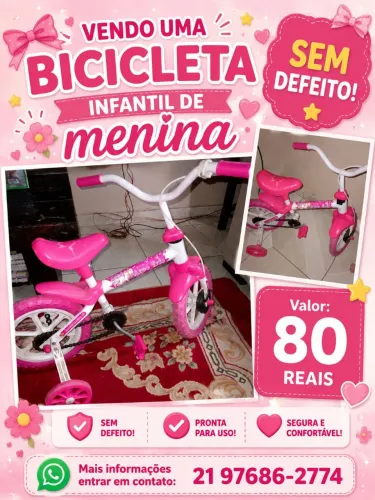 Vendo uma bicicleta infantil de menina 