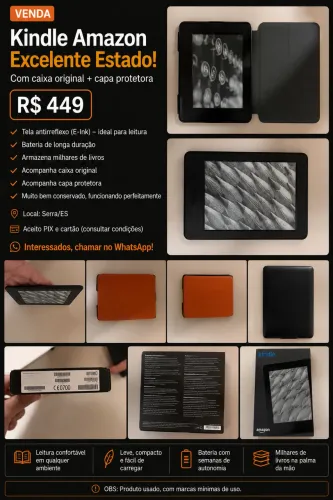 Kindle Amazon - Excelente Estado | Caixa Original + Capa