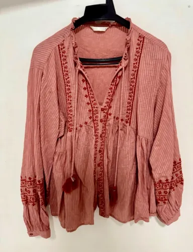 blusa zara boho rosa bordada tamanho M