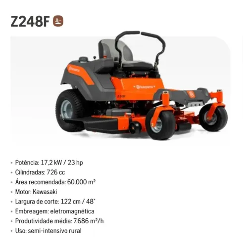 Trator Cortador de grama Husqvarna Novo Z248F