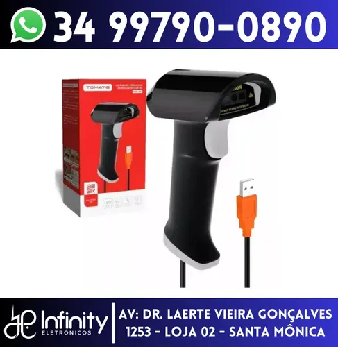 Leitor Código de Barras e QR Code 2D Com Fio Tomate 