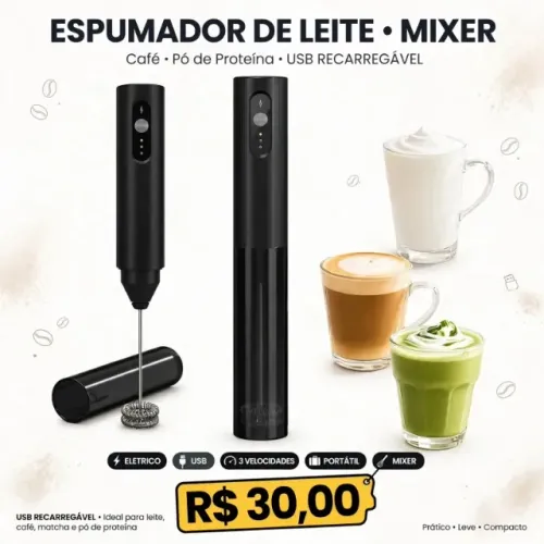Espumador De Leite Mixer Cafe Pó De Proteína Elétrico Usb