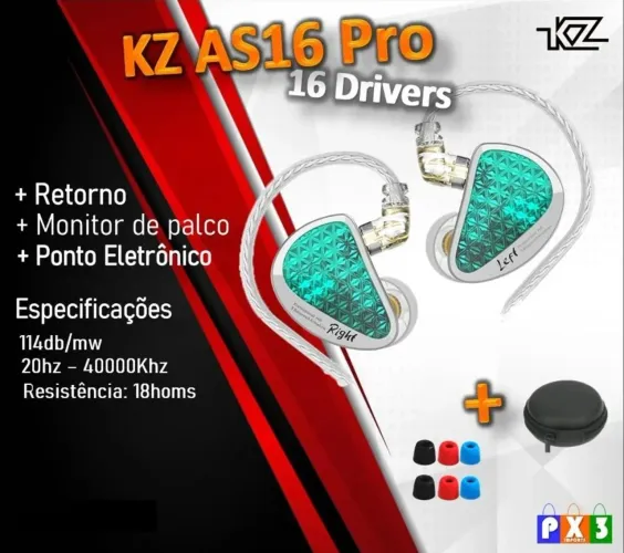 KZ AS16 pro 16 drivers + case + ponteiras novo lacrado