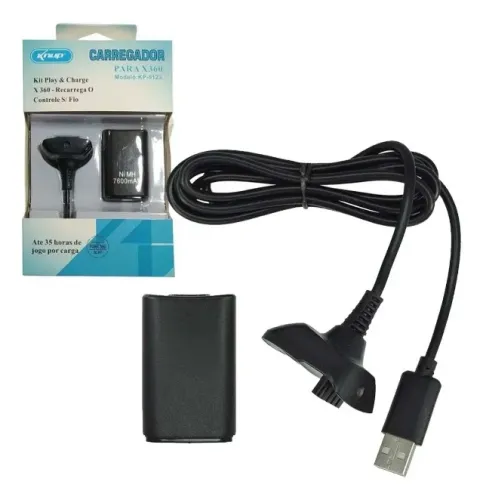 Carregador E Bateria Para Controle Xbox 360 7.600mah Lb-5123