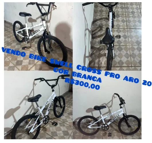 Bicicleta SWELL Cross aro 20<br>CROSS PRO ARO BRANCA R$300,00<br>COR<br>20<br>SWELL