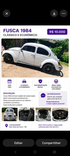 Volkswagen Fusca Fusca (gasolina) 1984