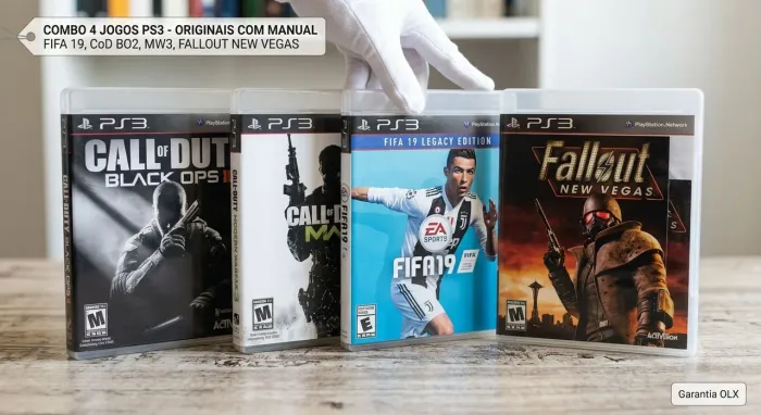 Combo 4 Jogos PS3 Originais Com Manual - CoD BO2 + MW3 + FIFA 19 + Fallout