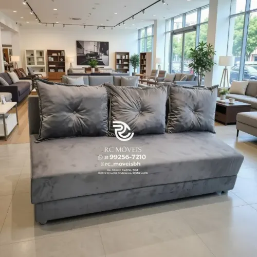 Sofá Cama Bicama 1,70m Suede Marrom D33 Durável e Confortável