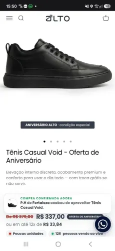 Vendo sapato AUTO(Novo) Void-Void A Napa Confort Preto, 43.