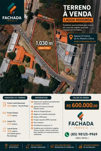 Terreno comercial na Lagoa Redonda - Fortaleza - CE