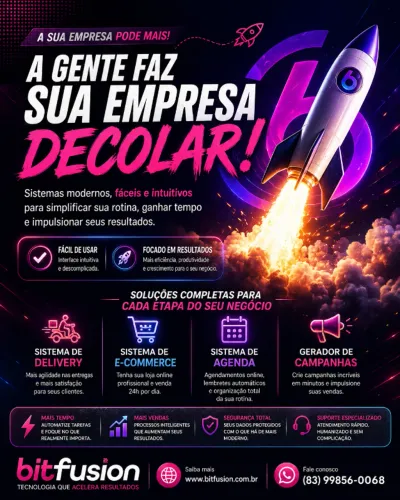 Sistema Profissional Delivery Ecommerce WhatsApp Business e Agenda 1 Mês Grátis