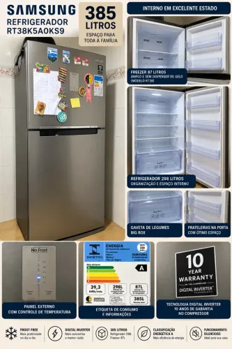 Promoção de geladeira 385l inox Samsung