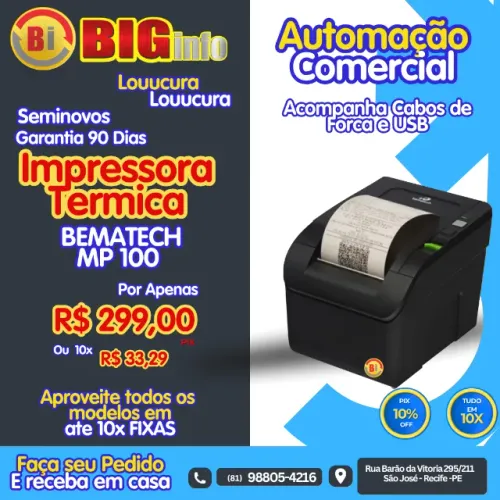 Impressora Não Fiscal Bematech MP-100S TH com Serrilha
