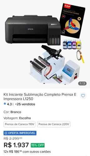 Vendo kit de sublimação completo + canecas