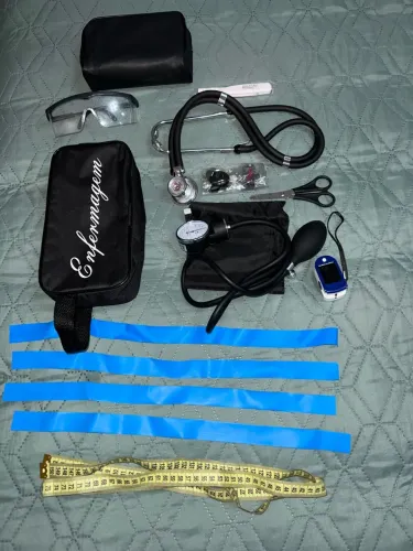 Kit Enfermagem Aparelho de Pressão + Estetoscópio Premium Completo + Oximetro
