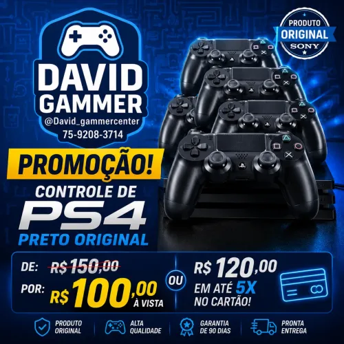 1 Controle original PS4 Preto (uma unidade)