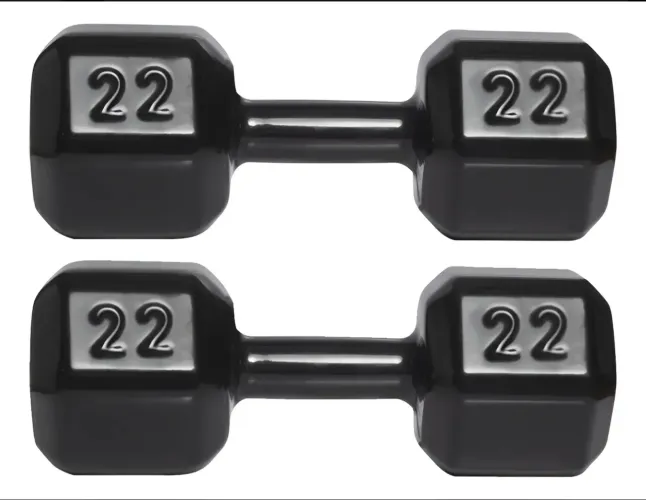 Par de dumbbell sextavado emborrachado 22kg  