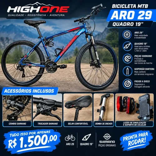 ? BICICLETA MTB HIGHONE ARO 29 - R$ 1.500,00<br><br>? ÓTIMA OPORTUNIDADE!