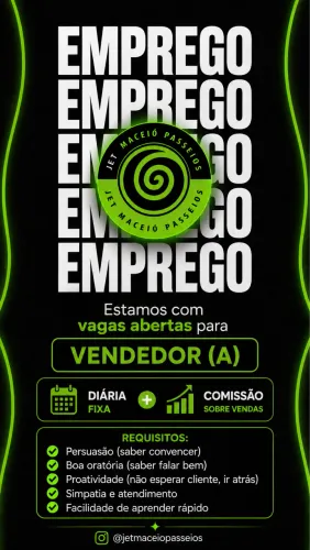? VAGA - VENDEDOR(A) DE PASSEIOS
