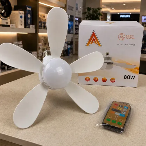 Ventilador de Teto com LED 80W, Controle Remoto e 5 Pás - Bivolt