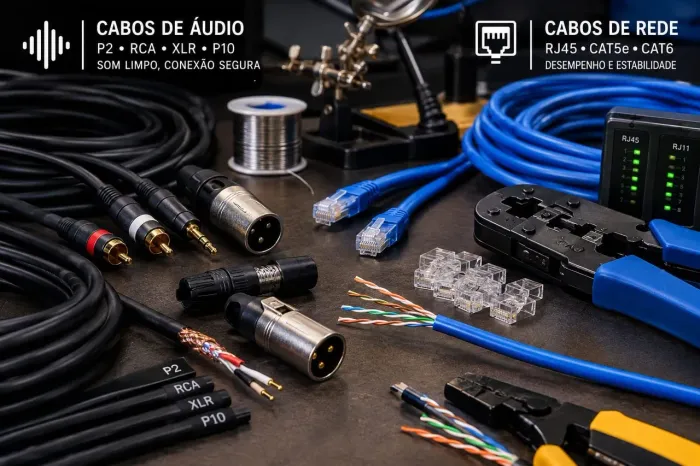 Confecção de cabos de áudio e rede
