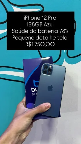 Seminovo: iPhone 12 Pro 128GB / Azul / Saude de Bateria 78% Detalhe na tela - Loja Fisica