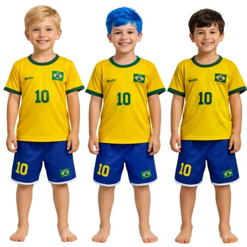 Uniforme Infantil do Brasil Copa do Mundo Torcedor Seleção Brasileira