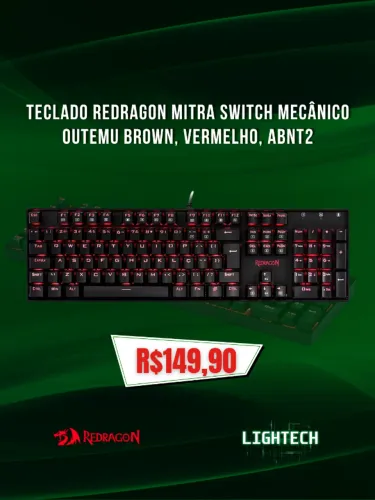 Teclado Redragon MITRA Switch Mecânico Outemu Brown, vermelho, ABNT2
