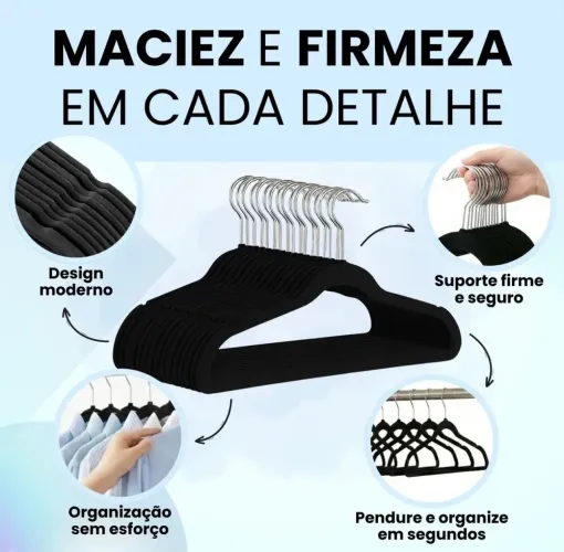Cabide veludo preto