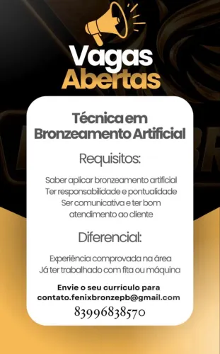 Vaga para profissional na área de bronzeamento 
