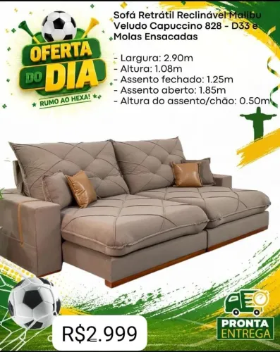 SOFÁ RETRÁTIL RECLINÁVEL MALIBU 2.90 M