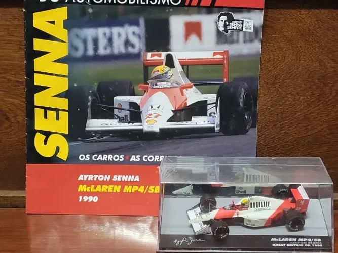 McLaren MP4/5B Ayrton Senna 1990 Coleção Lendas Brasileira Automobilismo F1 Miniatura 1/43
