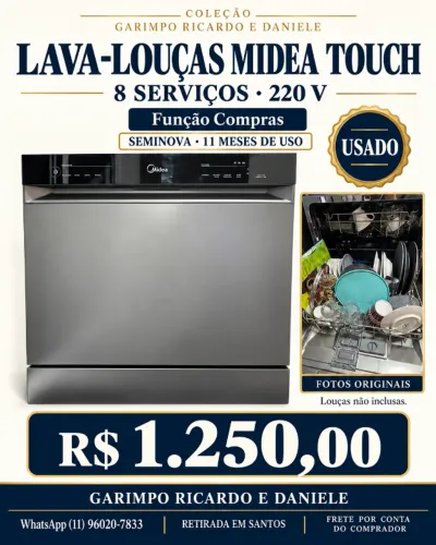 Lava-Louças Midea Touch 8 Serviços 220V - 11 Meses de Uso