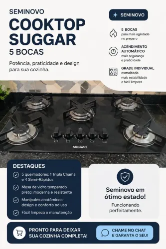 Cooktop Suggar 5 Bocas Seminovo
