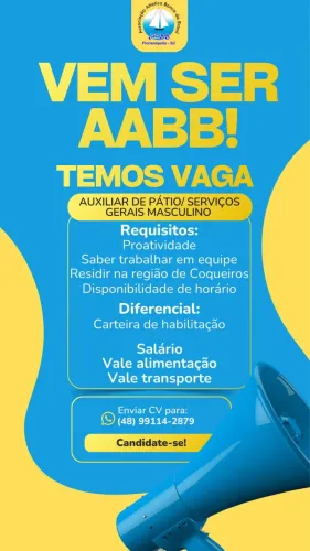 Vaga Auxiliar de serviços gerais/ Auxiliar de pátio