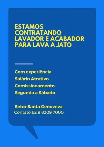 Contratamos Lavador e acabador