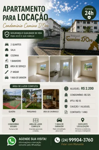 Apartamento 2 Quartos no Condomínio Camino D?Oro | Portaria 24h | 1 Vaga | Paraty